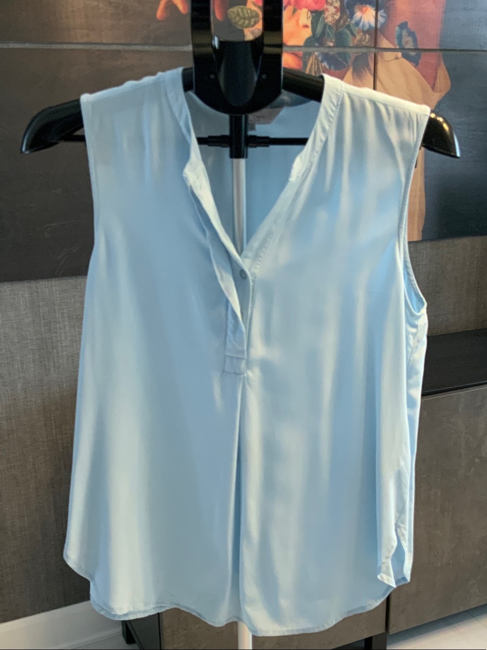 Part Two Sleeveless Light Blue V-Neck Blouse - Women's Top 36